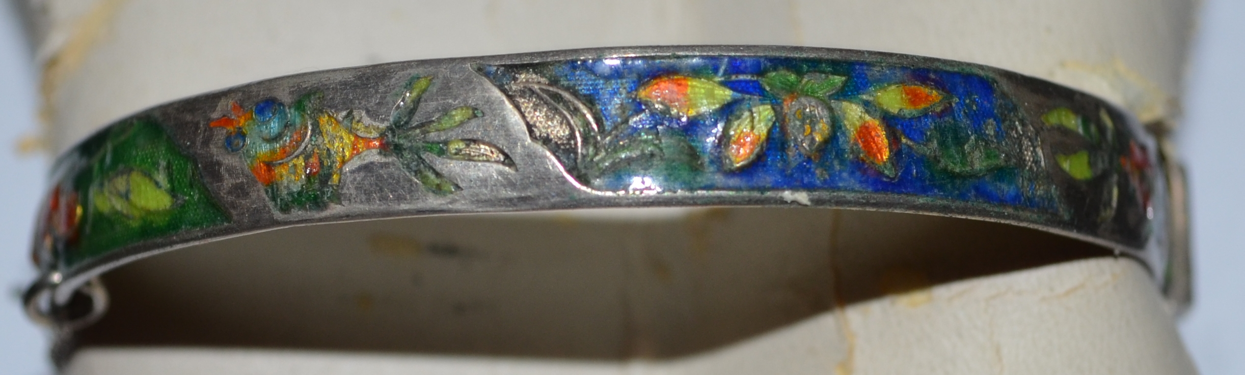 SILVER BRACELET -- ANTIQUE ENAMEL CHINESE